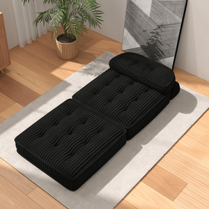 Chaise Longue Convertibile in Velluto a Coste con Design Trapuntato, Supporto Completo in Schiuma, Letto Pieghevole e Cuscino ad Arco Regolabile - Product Image 6