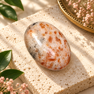 Pierre de méditation ovale en pierre de soleil naturelle polie, pierre de méditation anti-anxiété, décoration d'intérieur, cadeau - Product Image 5