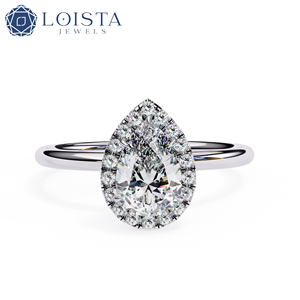แหวนหมั้นเพชรทรงลูกแพร์ LOISTA เพลตตินั่ม เพชรธรรมชาติ ทรงคลาสสิกสำหรับผู้หญิง ได้รับการรับรองจาก GIA - Product Image 1