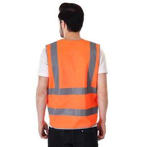 Chaleco de Seguridad Naranja de Alta Visibilidad con Franjas Reflectantes, Cierre de Cremallera, Múltiples Bolsillos, Unisex, Tejido de Poliéster - Product Image 2