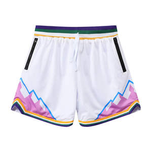 Shorts de sport pour hommes, style streetwear, logo personnalisé, couleur unie, écologiques, séchage rapide, polyester noir, côtés en mesh, pour le basketball - Product Image 4