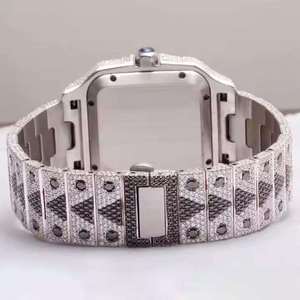 Reloj Automático de Lujo de Acero Inoxidable con Moissanita VVS, Estilo Hip Hop, con Diamantes, Probador de Diamantes, Joyería de Moda con Correa de Cuero, Venta al por Mayor - Product Image 4