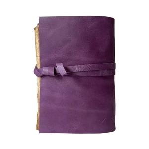 Personalized Purple Genuine Leather Handmade Journal Notebook Custom Logo Promotional Gift Strap <b>Lock</b> <b>Thread</b> Sewing Deckle Edge - Product Image 6