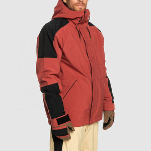 Chaqueta de Esquí Impermeable Roja para Hombre, con Capucha, Diseño Color Block, Aislamiento Sintético, Cortavientos, para Nieve y Deportes al Aire Libre - Product Image 2