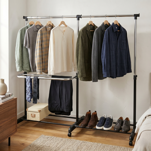 Modern Metal Coat Rack With 1 Shelf Freestanding Portable Design For Bedroom Home Furniture - Product Image 5