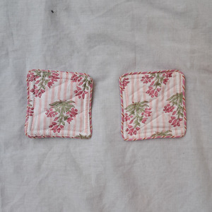 Eco Friendly Cotton Block Printing Fabric Tea Coaster Set With Cotton Quilted Mats Tea Table Linen Tea Coffee <b>Square</b> Coaster Set - Product Image 4