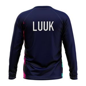 OEM ODM, fabrication sur mesure, t-shirt de sport pour homme à manches longues, respirant, antibactérien, séchage rapide, col rond, imprimé sur mesure, 100% polyester - Product Image 3