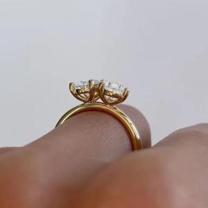 ลูกแพร์รูปไข่ตัด Toi et Moi แหวนเพชร D-E-F IGI ทอง14K คุณภาพ VVS-VS โรสโกลด์ทองคำขาว B2B สินค้าคงคลัง - Product Image 4