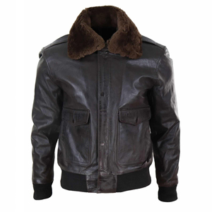 Top Premium <b>Mens</b> Leather <b>Fur</b> <b>Jacket</b> Elegant Winter Wear Thick Warm Design High Quality Export Supplier Custom Branding - Product Image 1
