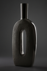 Vase à fleurs moderne en métal argenté, centre de table ovale creux de luxe, récipient décoratif pour la maison, l'hôtel, vente en gros - Product Image 2