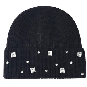 Wholesale Price Factory Made Rhinestones <b>Beanie</b> Hat Winter Knit Cap Soft Warm Stretch Fit Custom Logo OEM ODM Manufacturer - Product Image 5