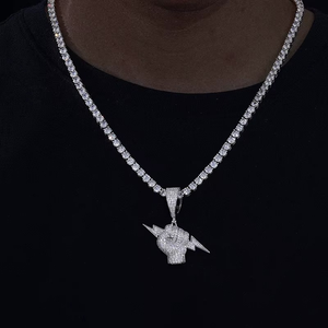 RAMDUT IMPEX Colgante de Moissanita Chapado en Oro y Plata con Certificación GRA, Collar con Incrustaciones de Piedras de Colores para Hombres y Mujeres, Estilo Hip Hop - Product Image 3