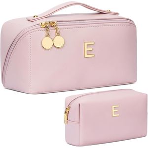 Set di Borse Organizer per Trucchi Personalizzate con Iniziali, Borsa Cosmetica da Viaggio Apribile con Scomparti Trasparenti per Donne e Ragazze, Regalo di Compleanno - Product Image 1