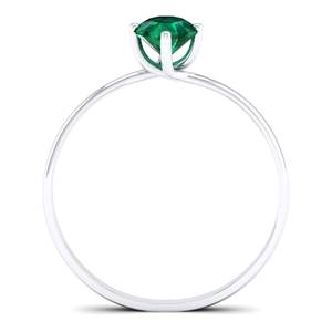 Bague solitaire pour femme REYES Exquisite en or massif 14K 18K, sertie d'un émeraude ronde taille brillant de 0,5 carat, bijoux étincelants - Product Image 4