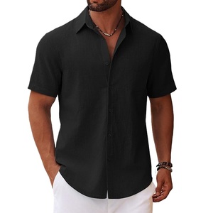 Chemise décontractée à manches courtes, boutonnée, à motif à carreaux, pour adulte, en tissu tricoté 100% coton, écologique, infroissable, export BD - Product Image 1