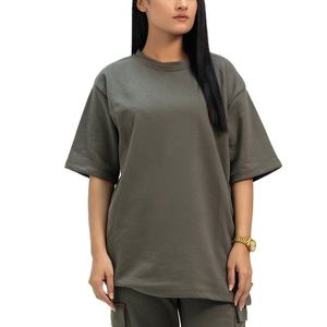 Camiseta de Manga Corta con Cuello Redondo Extra Grande para Mujer, Color Sólido, Corte Holgado, 100% Algodón Jersey, Tejido de Punto, para Todas las Temporadas - Product Image 1
