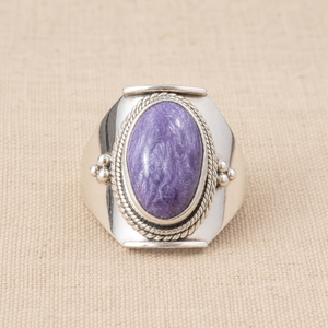 Natural Charoite Gemstone <b>Statement</b> <b>Ring</b> 925 Sterling Silver Rose Gold Yellow Gold Plated Handmade Designer <b>Ring</b> for Anniversary - Product Image 6