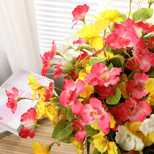 ดอกชบาผ้าไหมสีเหลืองอมชมพูสีขาวทนรังสียูวีสำหรับปลูกต้นไม้ปลอม12มัด - Product Image 2