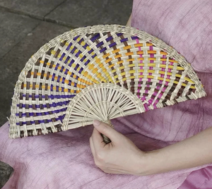 Éventail artisanal vietnamien en jonc de mer, accessoire rafraîchissant tressé naturellement, décoration écologique, cadeau, art populaire rustique, panier de mariage - Product Image 2
