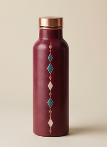 Botella de Agua de Cobre Esmaltada Artesanal con Diseño de Diamantes Marrones, Lujosa, Ayurvédica, para Fitness, Ecológica, OEM - Product Image 3