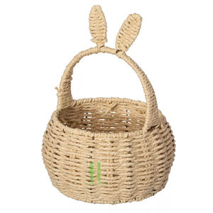 BEST SELLING Handmade Rattan Easter Bunny Candy <b>Basket</b> – Cute Bunny Ear Gift <b>Basket</b> for Easter <b>Eggs</b>, Candy Holder - Product Image 4