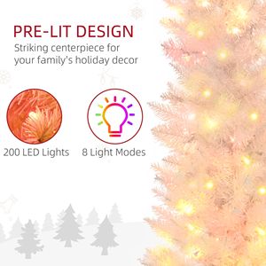 6 Alberi di Natale Artificiali Preilluminati con Luci LED Colorate, Forma a Matita e Superficie Bianca, Decorazioni Luminose Natalizie - Product Image 6
