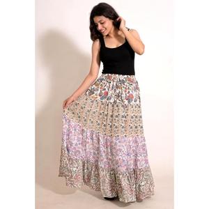 Cotton Patchwork <b>Long</b> <b>Skirt</b> for Women Handmade Indian Boho Maxi <b>Skirt</b> Casual Everyday Wear - Product Image 5