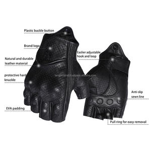 Guantes de Motocicleta de Medio Dedo Antideslizantes con Ajuste Seguro, Correa Ajustable, Protección de Palma de Cuero, Impermeables, Transpirables, para Gimnasio y Deportes - Product Image 6