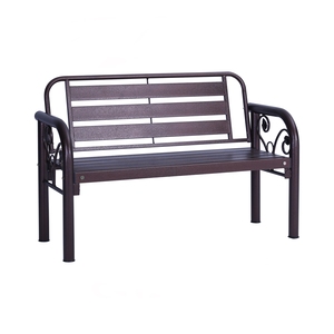 Vintage Antique Brown All <b>Metal</b> 2-Seater <b>Bench</b> Dining Hallway Indoor Outdoor Garden Loveseat <b>Bench</b> Seat - Product Image 1