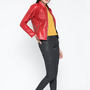 Veste en cuir pour femme à col rabattu pour usage extérieur, disponible en grandes tailles - Product Image 4