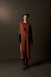 Simple Solid Button Breathable Regular Sleeve Midi Satin Casual Loose Waist Minimalist Woven Silk Loose Dresses Made in Vietnam - Product Image 4