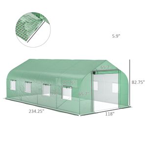 20FT X 10FT X 7FT Greenhouse Walk-in Tunnel with Zippered Mesh Door 8 Mesh Windows Gardening <b>Plant</b> Hot Galvaniz Stainless <b>Frame</b> - Product Image 3