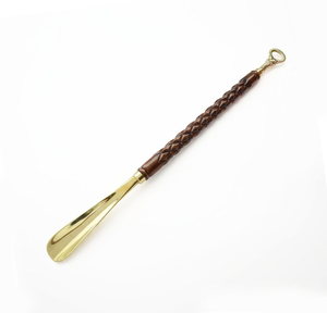 Chausse-pied à long manche en bois dur à motif diamanté, extrémité en laiton massif avec nœud marin, aide à l'enfilage de chaussures de qualité supérieure - Product Image 6
