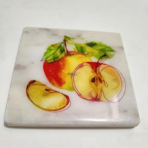 Toronto Stone Eco-Friendly Natural <b>Marble</b> <b>Coaster</b> Toronto White Artistic 100mm Diameter 6mm Thick Drinkware Mats Pads - Product Image 5