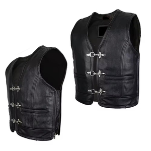 Gilet en cuir décontracté pour homme, col en V, fermeture éclair, effet délavé, service OEM, design personnalisé, couleur unie, quantité en gros, prix usine - Product Image 6