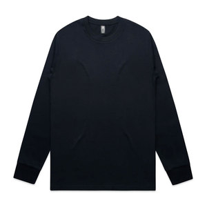 T-shirts classiques à manches longues pour hommes, 100% coton peigné, col rond, manches longues, col rond, bleu pétrole - Product Image 3