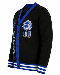 เสื้อคลุมคาร์ดิแกนผ้าขนสัตว์/แคชเมียร์สีดำ-น้ำเงินสำหรับผู้หญิง Zeta Phi Beta รุ่นฉลองครบรอบ 100 ปี ปี 1920-2020 ปักลาย มีฮู้ด ปิดด้วยซิป ระบายอากาศได้ดี สวมใส่สบาย - Product Image 3