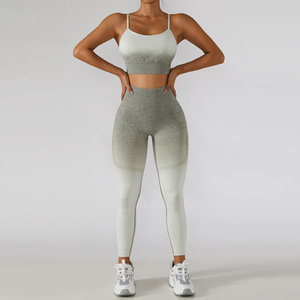 Conjunto Deportivo de 2 Piezas para Mujer, Transpirable, Sin Costuras, de Spandex/Nailon, Ecológico, de Secado Rápido, para Correr en Interiores, Fitness y Yoga - Product Image 5