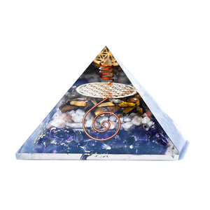 Pyramide d'orgone Iron Will avec copeaux de pierres précieuses Œil de tigre, Pierre de soleil, Améthyste, faite à la main, écologique, cristal Feng Shui, décoration intérieure, vente en gros - Product Image 5