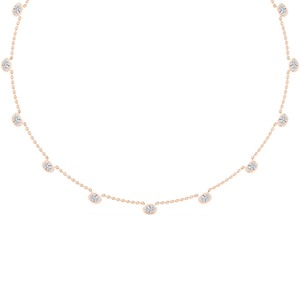 Oval Cut Lab Grown Diamond VS+ Clarity Luxury Station <b>Necklace</b> 3.52 CTW 9K Rose Gold <b>Fine</b> Jewelry 16 Inch - Product Image 2