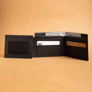 Cartera Larga Negra de Cuero Genuino Clásico de Alta Calidad, Portamonedas, Carteras de Diseñador de Lujo para Hombre - Product Image 5