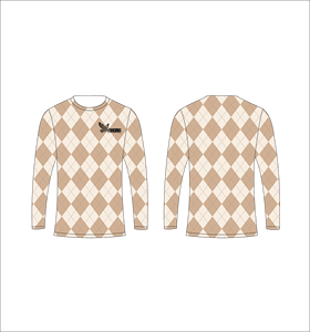 Camiseta Deportiva Ligera de Manga Larga Sublimada Personalizada con Patrón Argyle en Tono Bronceado y Blanco, Fabricante de Ropa al Por Mayor - Product Image 1
