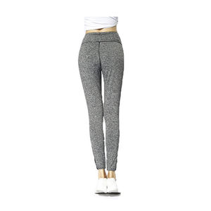 High Waist Seamless Yoga <b>Leggings</b> Full Length Solid Gray Spandex Polyester Four-Way Stretch <b>Women</b> Fitness Pants - Product Image 2
