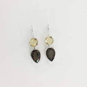 Wholesale Popular Design Sterling <b>Silver</b> <b>Huggie</b> <b>Earrings</b> with Smokey Citrine Pear Gemstone Cut Diamond for Weddings and Parties - Product Image 1