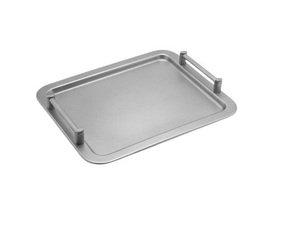 Plateau de service rectangulaire en métal avec poignées, design minimaliste et solide, plaque en acier inoxydable durable pour la vaisselle - Product Image 3