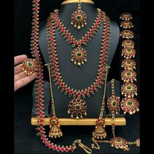 South Indian Kemp Style Wedding Earring Set-Rose Gold Antique Gold & Rhodium Plated Fine Jewelry - Product Image 1