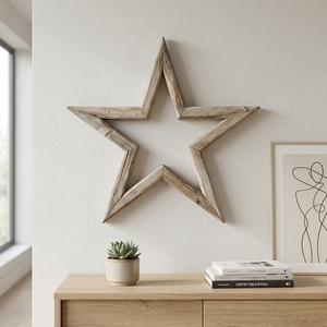 Starline Sculpture d'étoile en bois artisanale, style rustique et céleste, pour décoration de table et murale, pièce maîtresse décorative pour la maison - Product Image 3