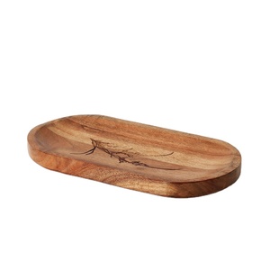 Bandeja de café de madera Sheesham rectangular, diseño marrón, grabado y asas de sujeción, bandeja de decoración de mesa y cocina - Product Image 1