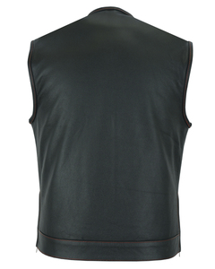 Gilet de motard pour homme en cuir véritable respirant, sans manches, avec poches, 100 % polyester, service OEM - Product Image 6