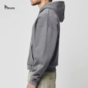 Sudadera con capucha de alta calidad estilo streetwear, personalizada, tallas grandes, con cremallera, hombros caídos, corte cropped, estilo boxy, chaqueta con cremallera, ropa de diseñador para hombre - Product Image 2